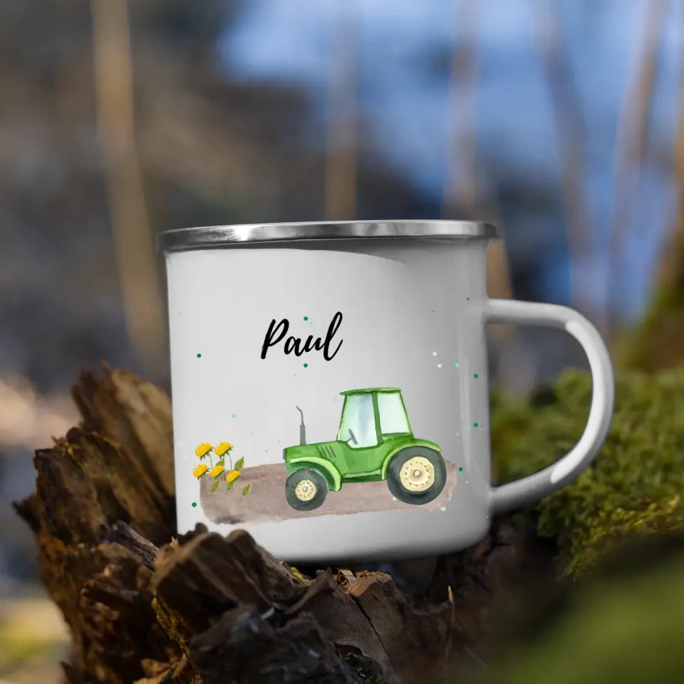 Kindertasse grüner Traktor