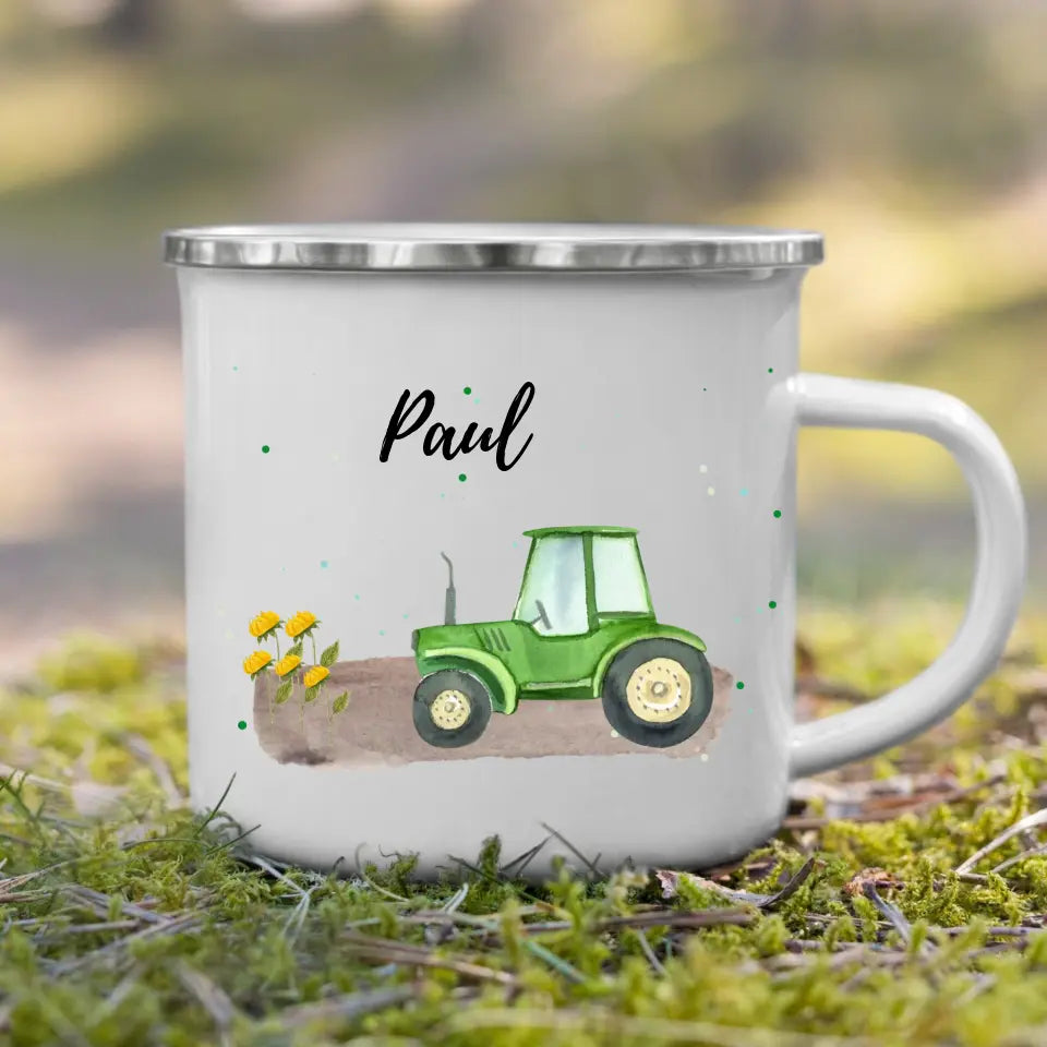 Kindertasse grüner Traktor