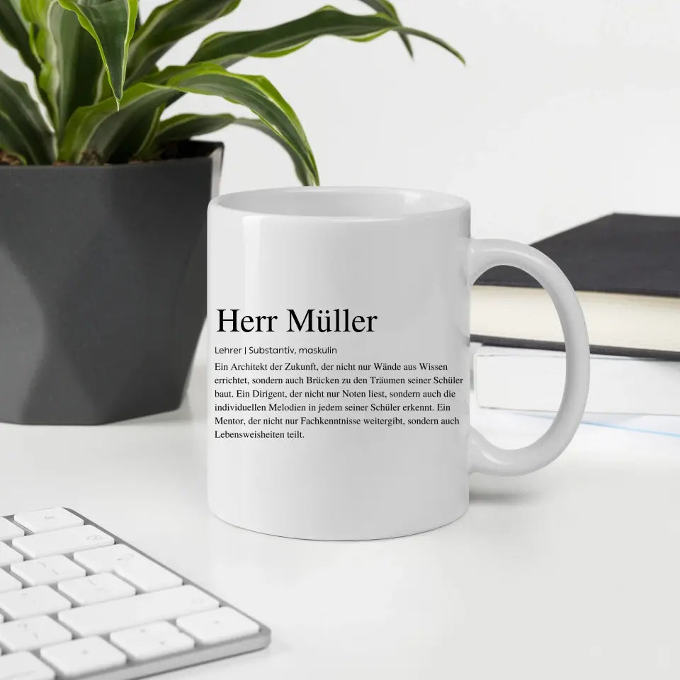 Definitionstasse Lehrer mit Namen