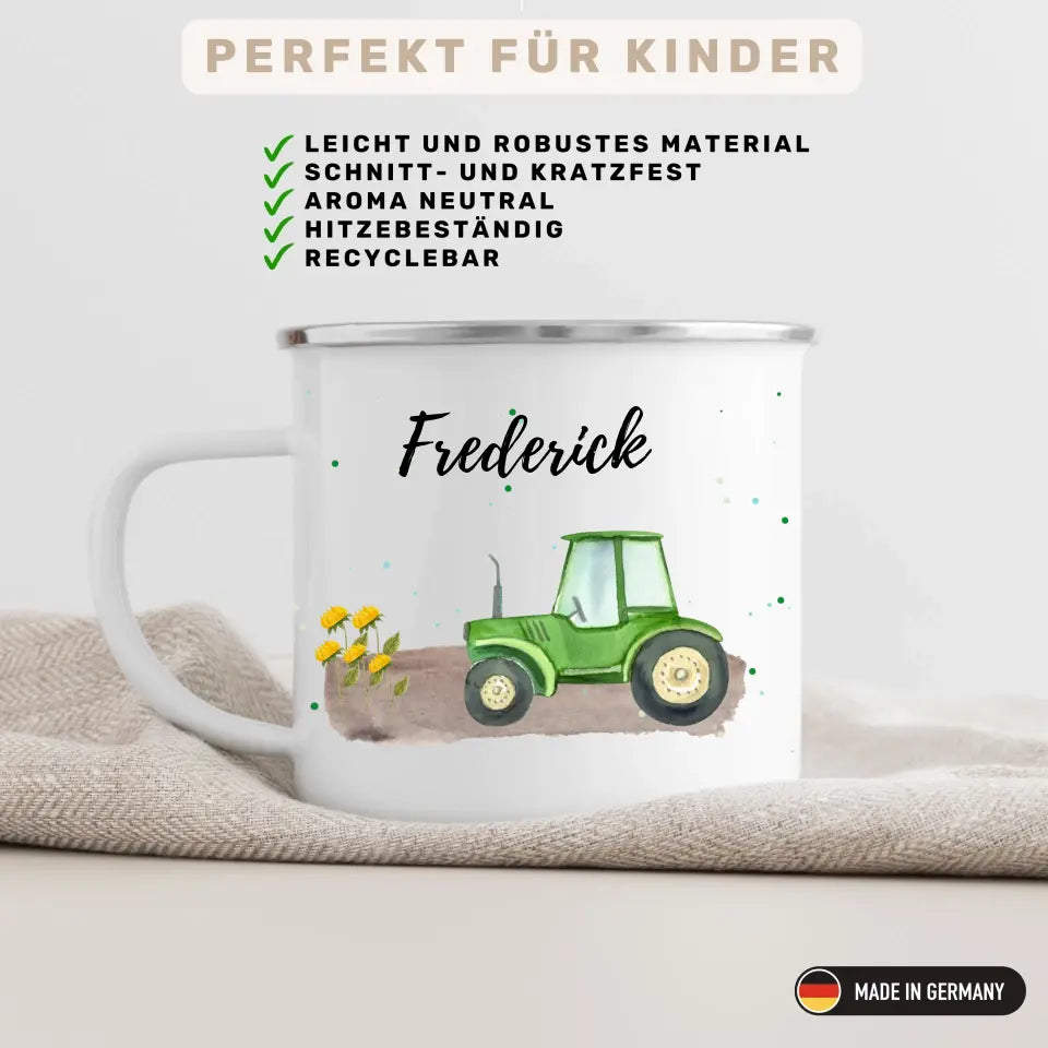 Kindertasse grüner Traktor