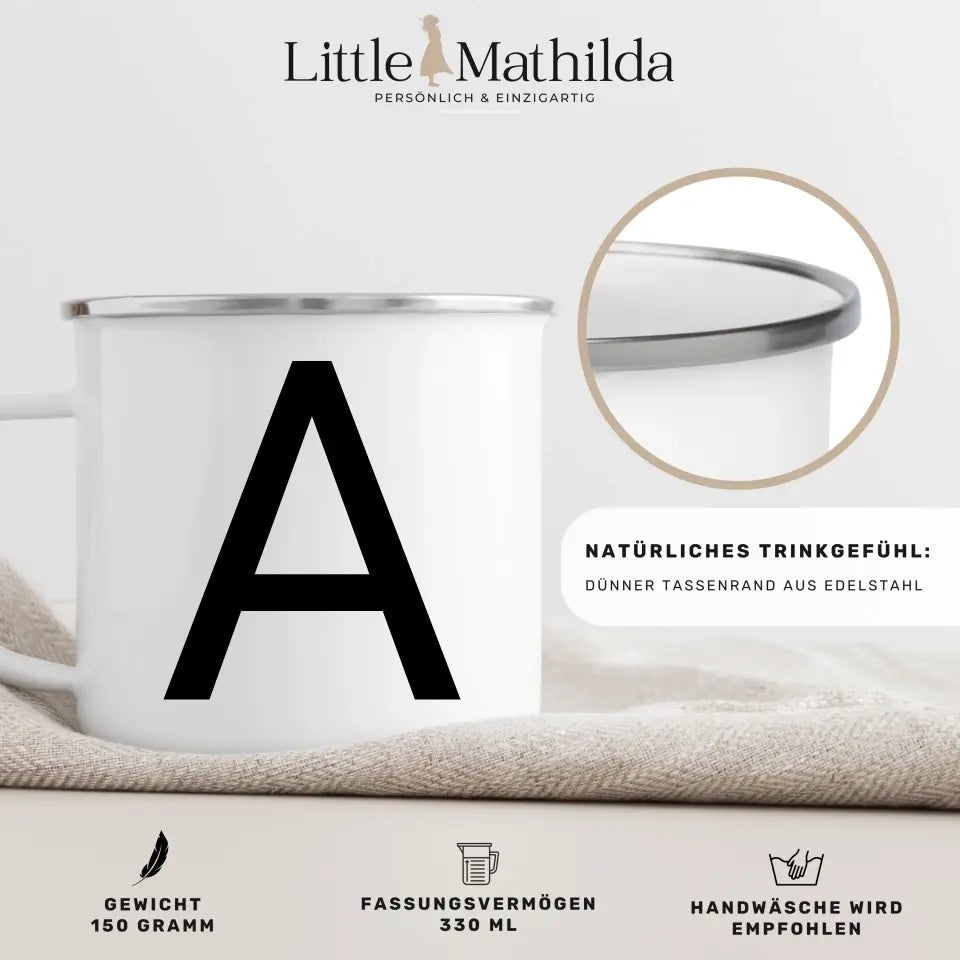 Minimalistische Buchstabentasse