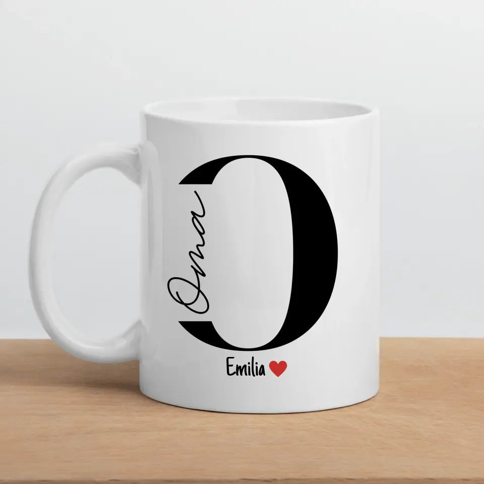 Oma-Tasse mit Namen der Enkelkinder