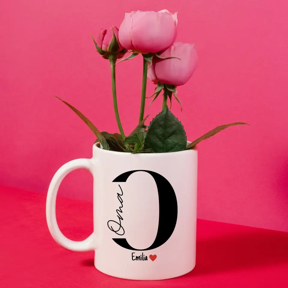 Oma-Tasse mit Namen der Enkelkinder