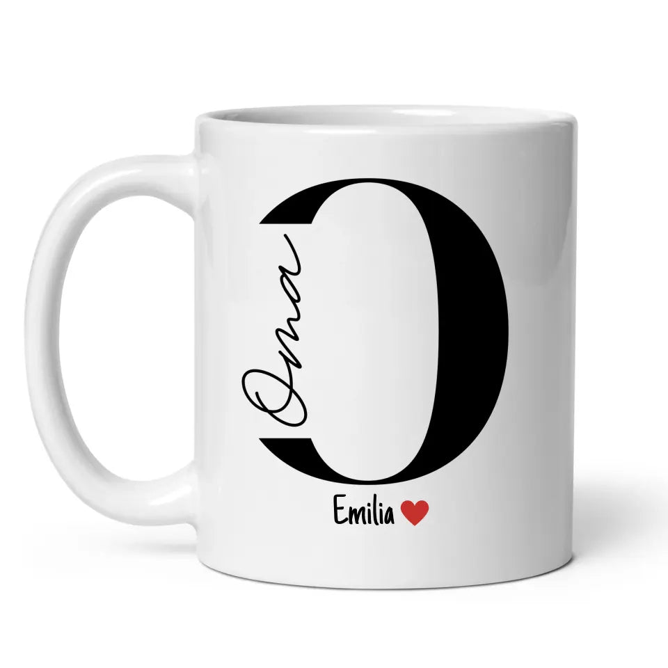 Oma-Tasse mit Namen der Enkelkinder
