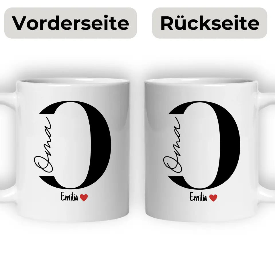 Oma-Tasse mit Namen der Enkelkinder
