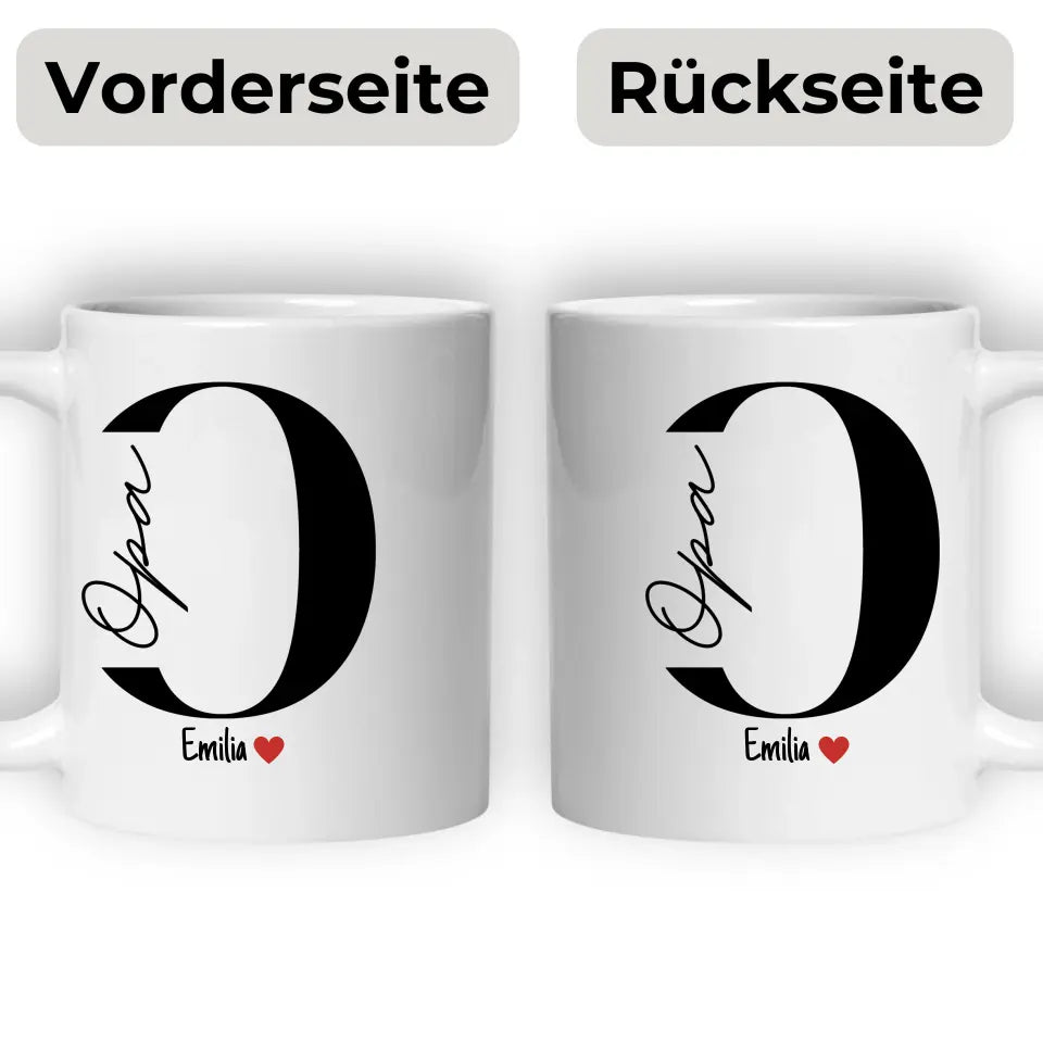 Opa-Tasse mit Namen der Enkelkinder