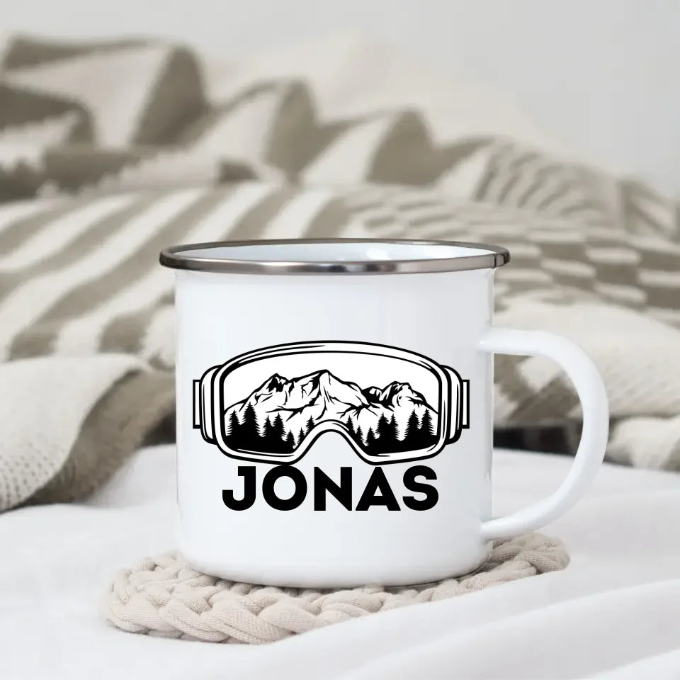 Skifahrer Tasse mit Namen