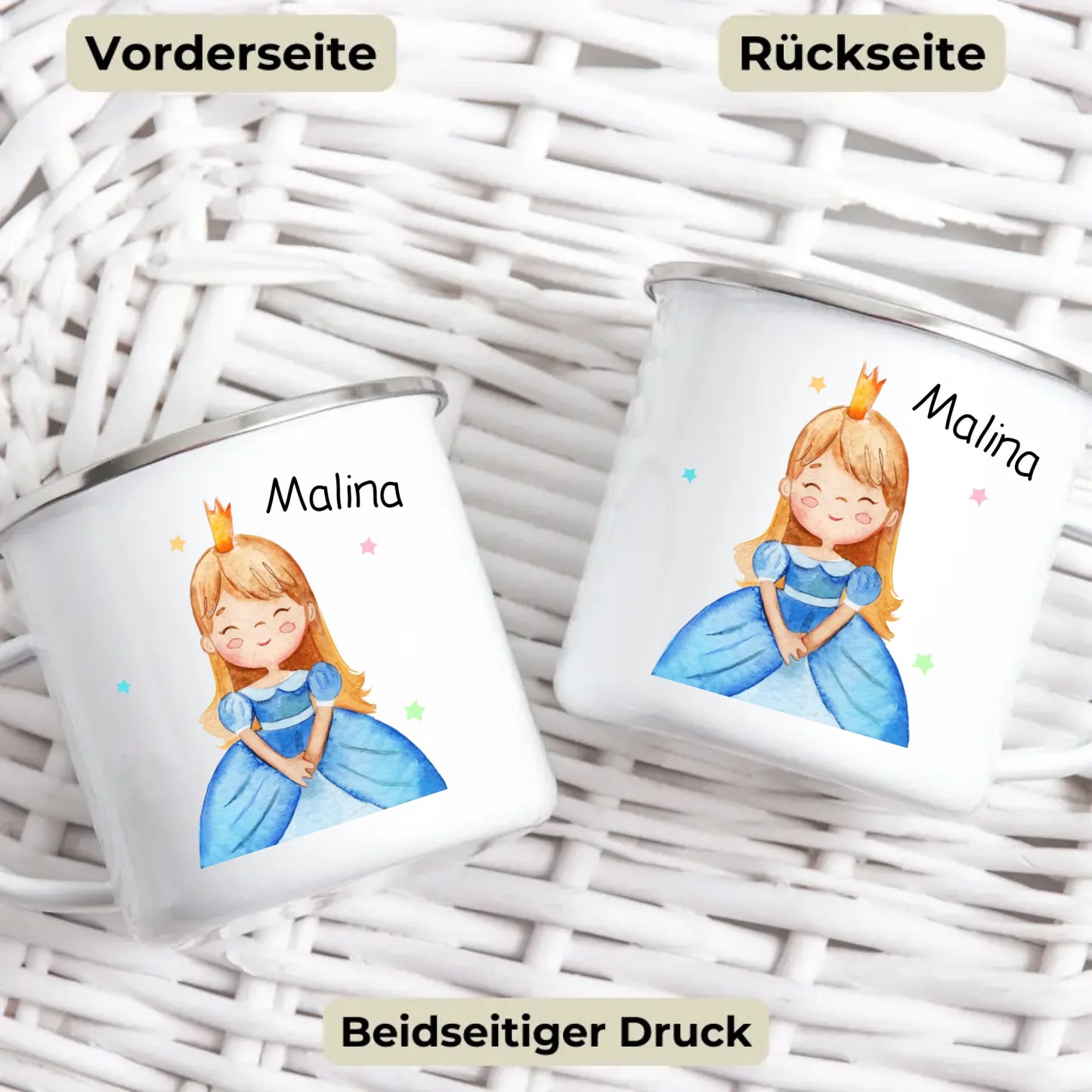Personalisierte Emaille Kindertasse "Kleine Prinzessin"
