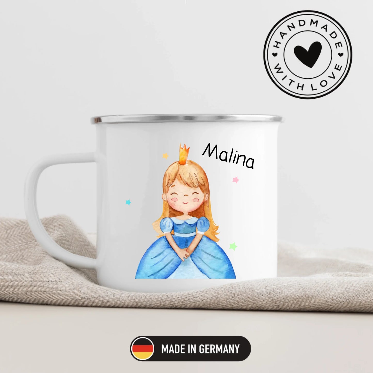 Personalisierte Emaille Kindertasse "Kleine Prinzessin"