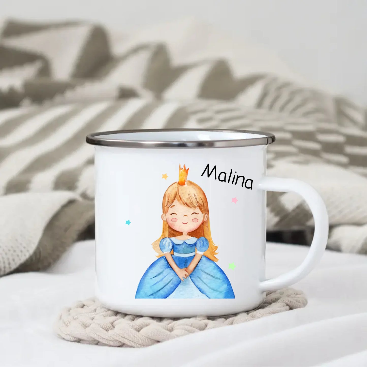 Personalisierte Emaille Kindertasse "Kleine Prinzessin"