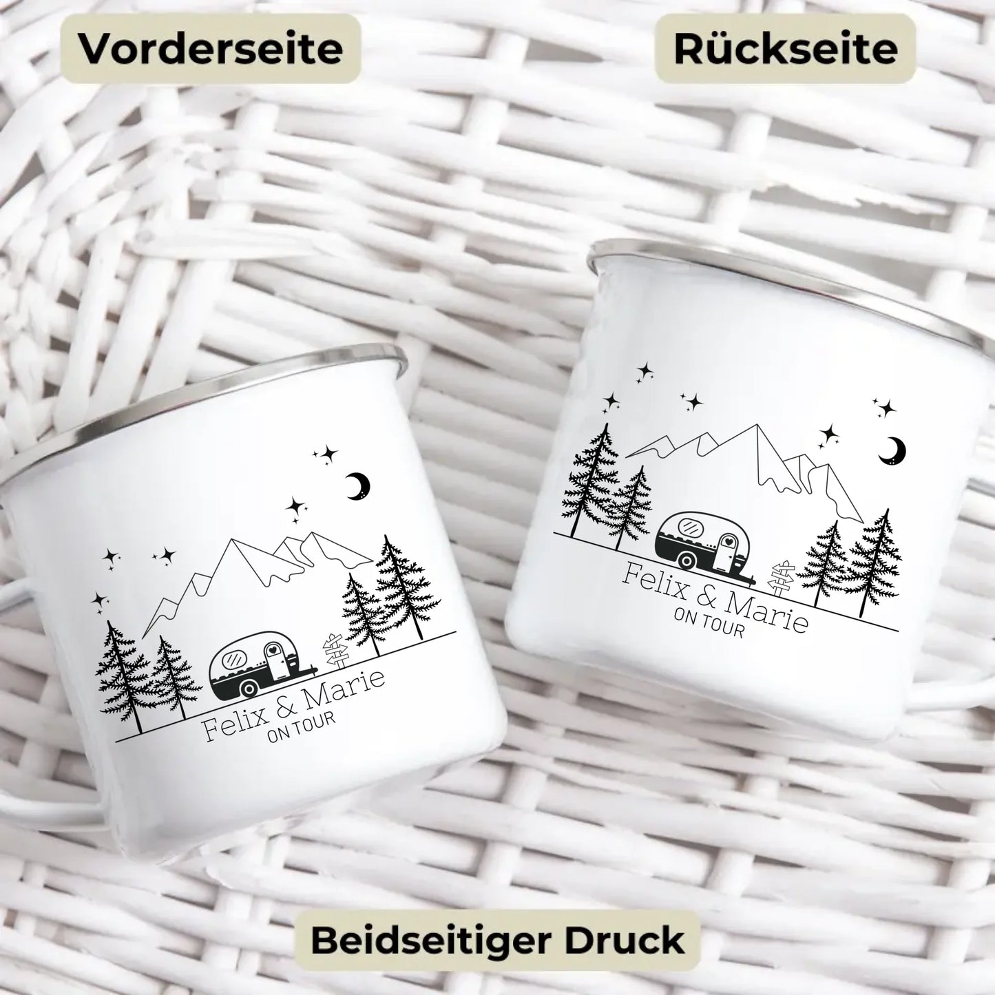 Emaille Camping Tasse Liebesanhänger