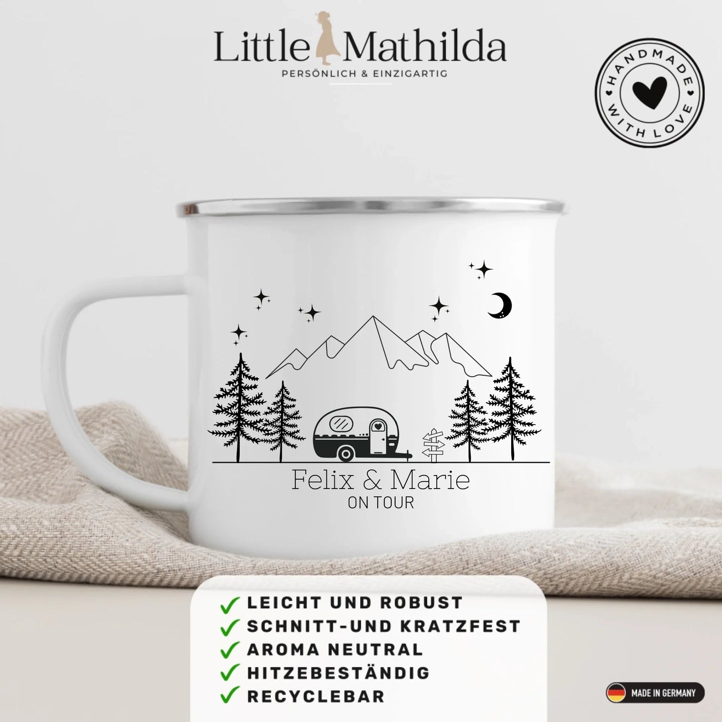 Emaille Camping Tasse Liebesanhänger