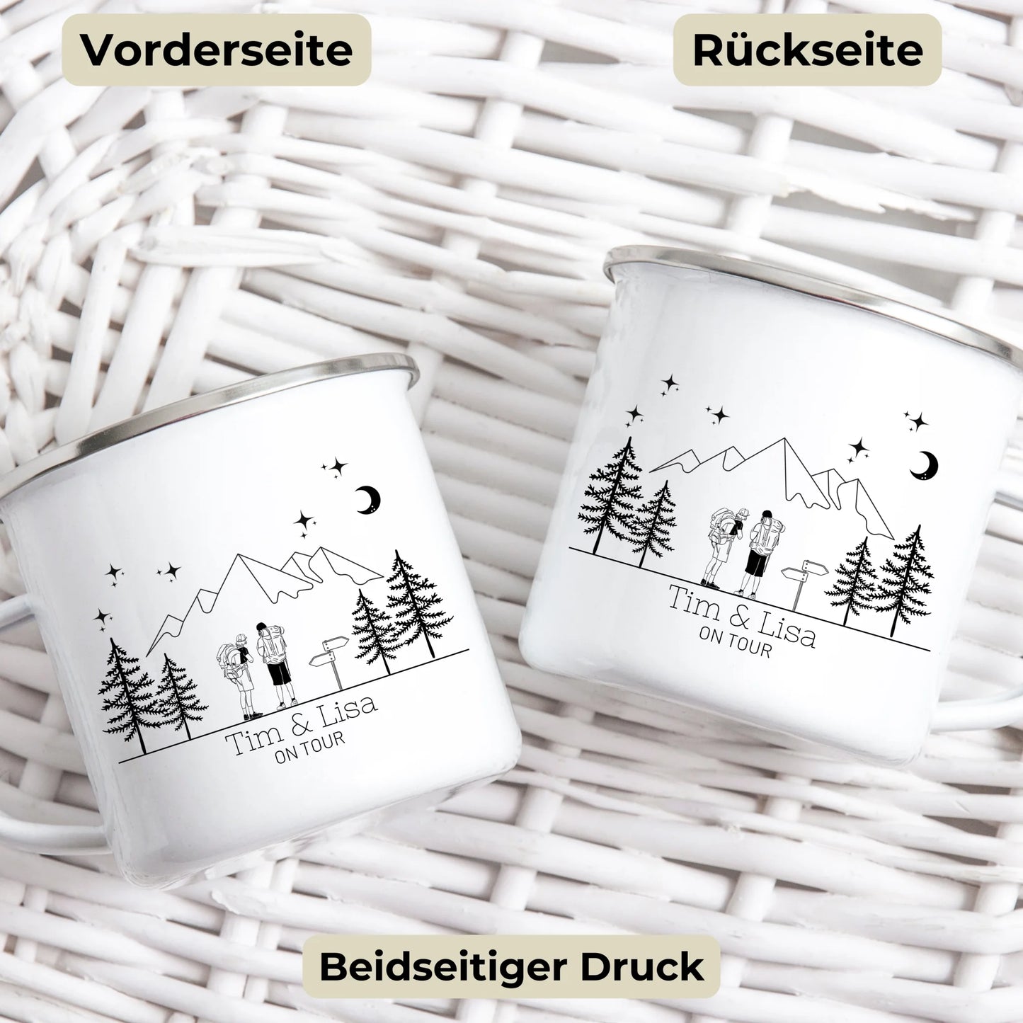 Emaille Camping Tasse Wanderer