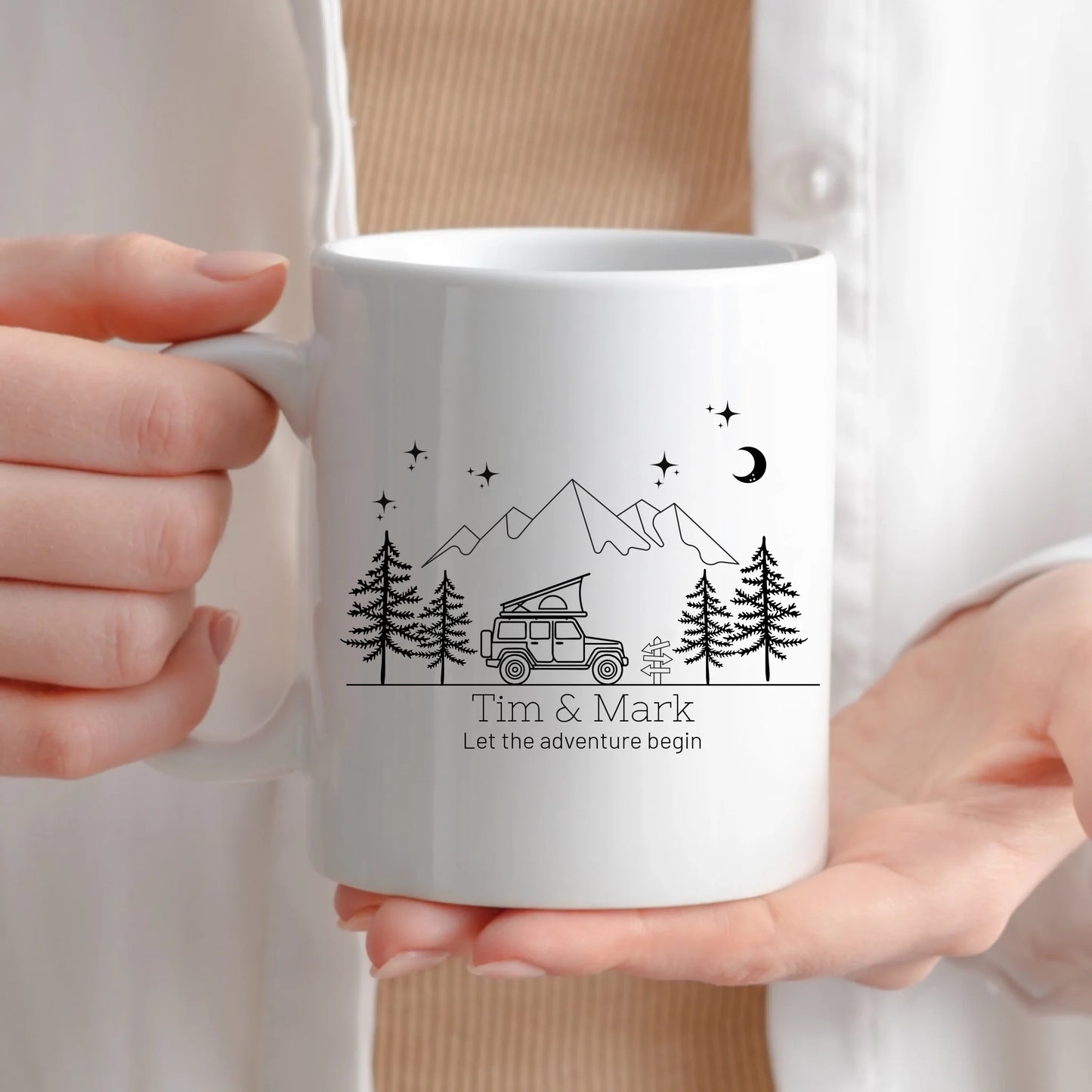 Emaille Camping Tasse Offroad mit Dachzelt