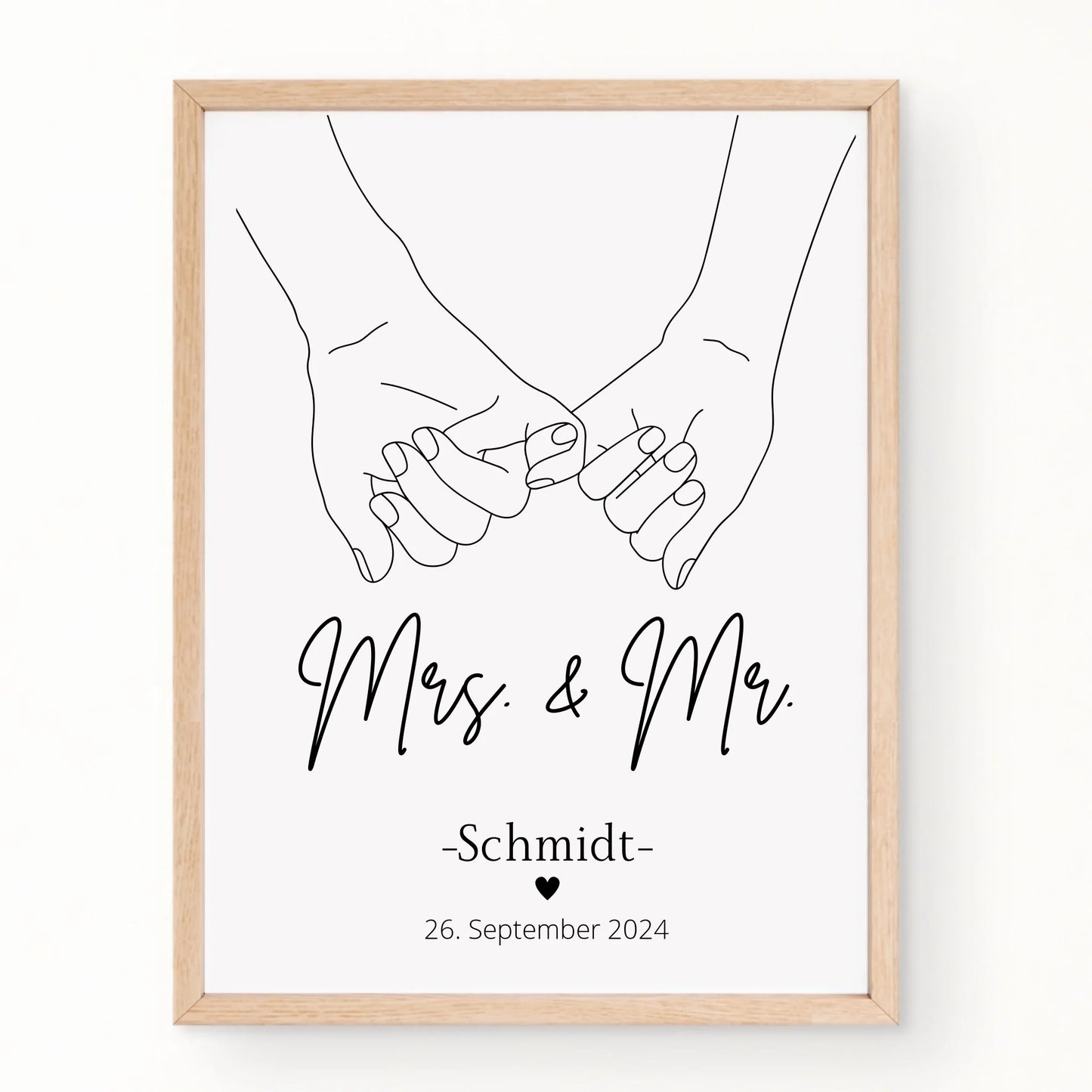 Hochzeitsposter: Mrs. & Mr. "haltende Hände"