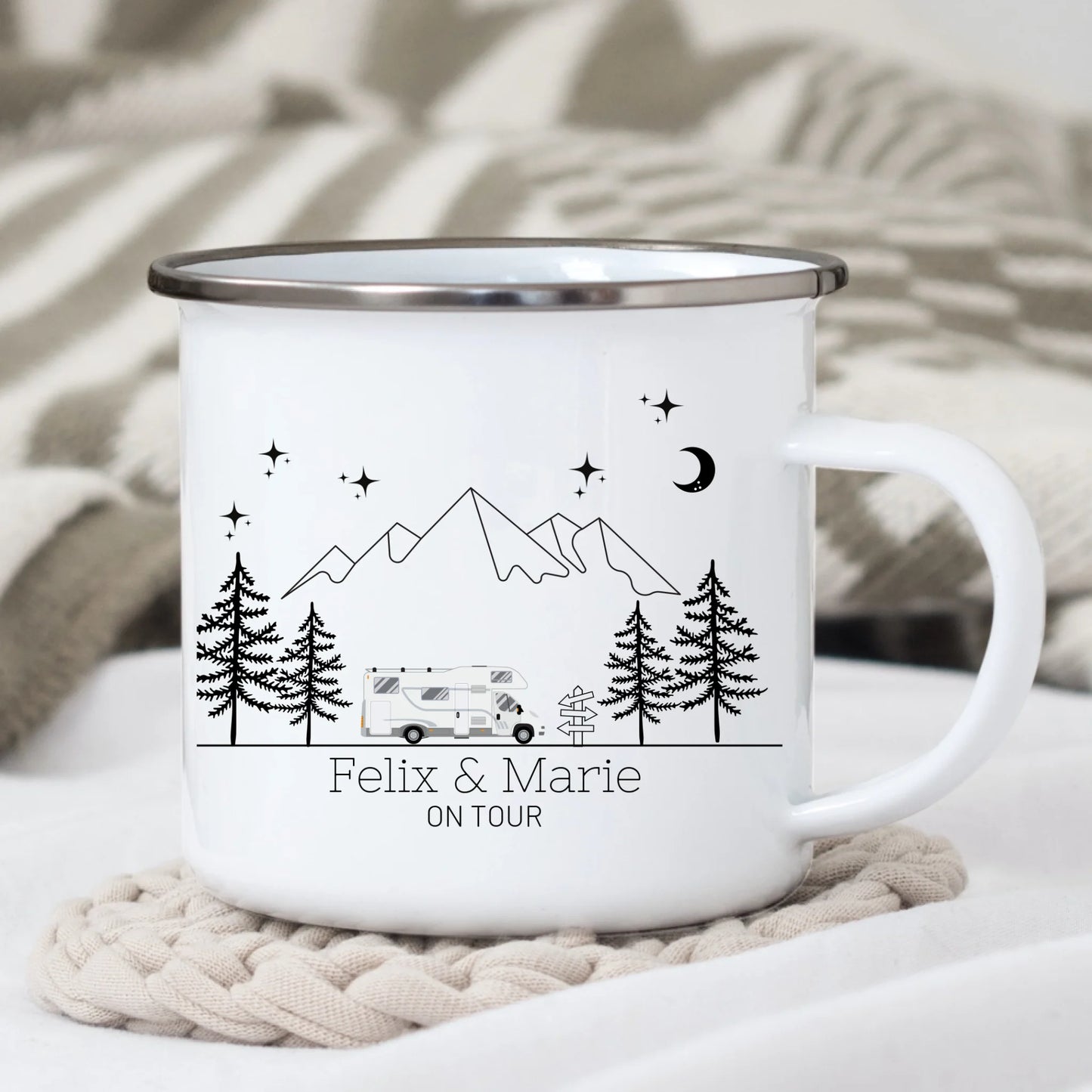 Emaille Camping Tasse realistisches Wohnmobil