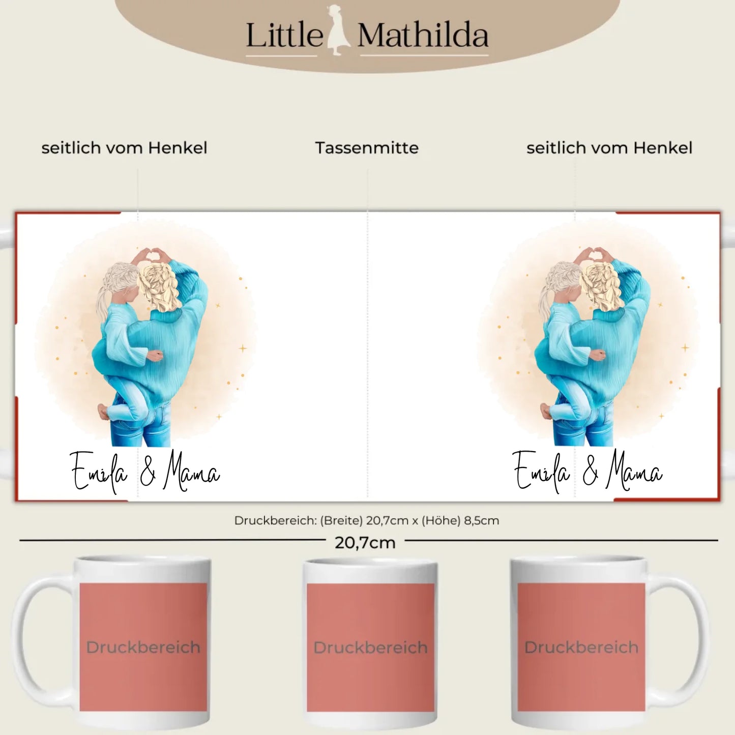 Personalisierte Keramik Tasse Druckbereich 360 Grad