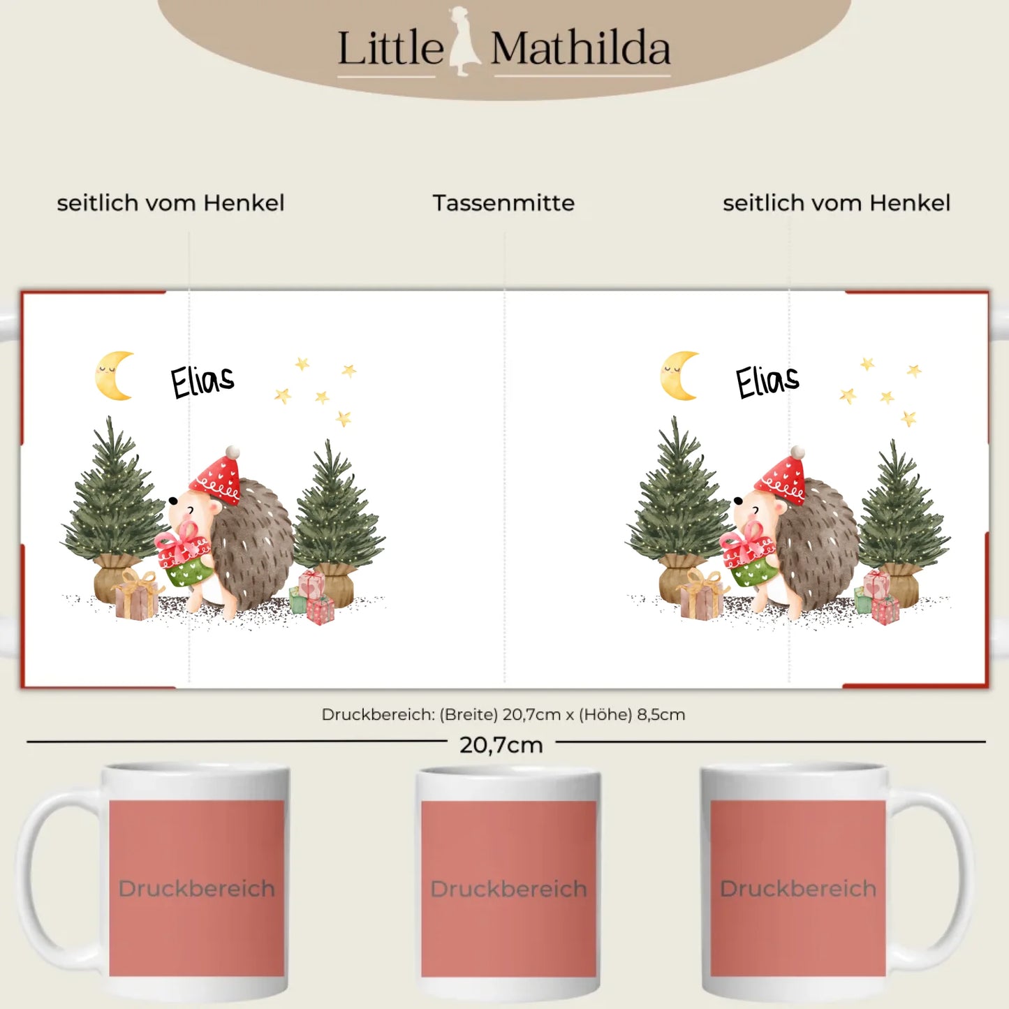 Personalisierte Keramik Tasse Druckbereich 360 Grad