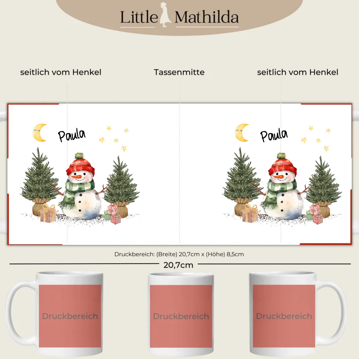 Personalisierte Keramik Tasse Druckbereich 360 Grad
