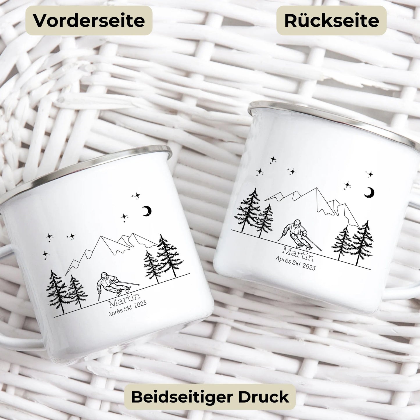 Personalisierte "Ski Emaille Tasse" Little Mathilda Little Mathilda Customizer