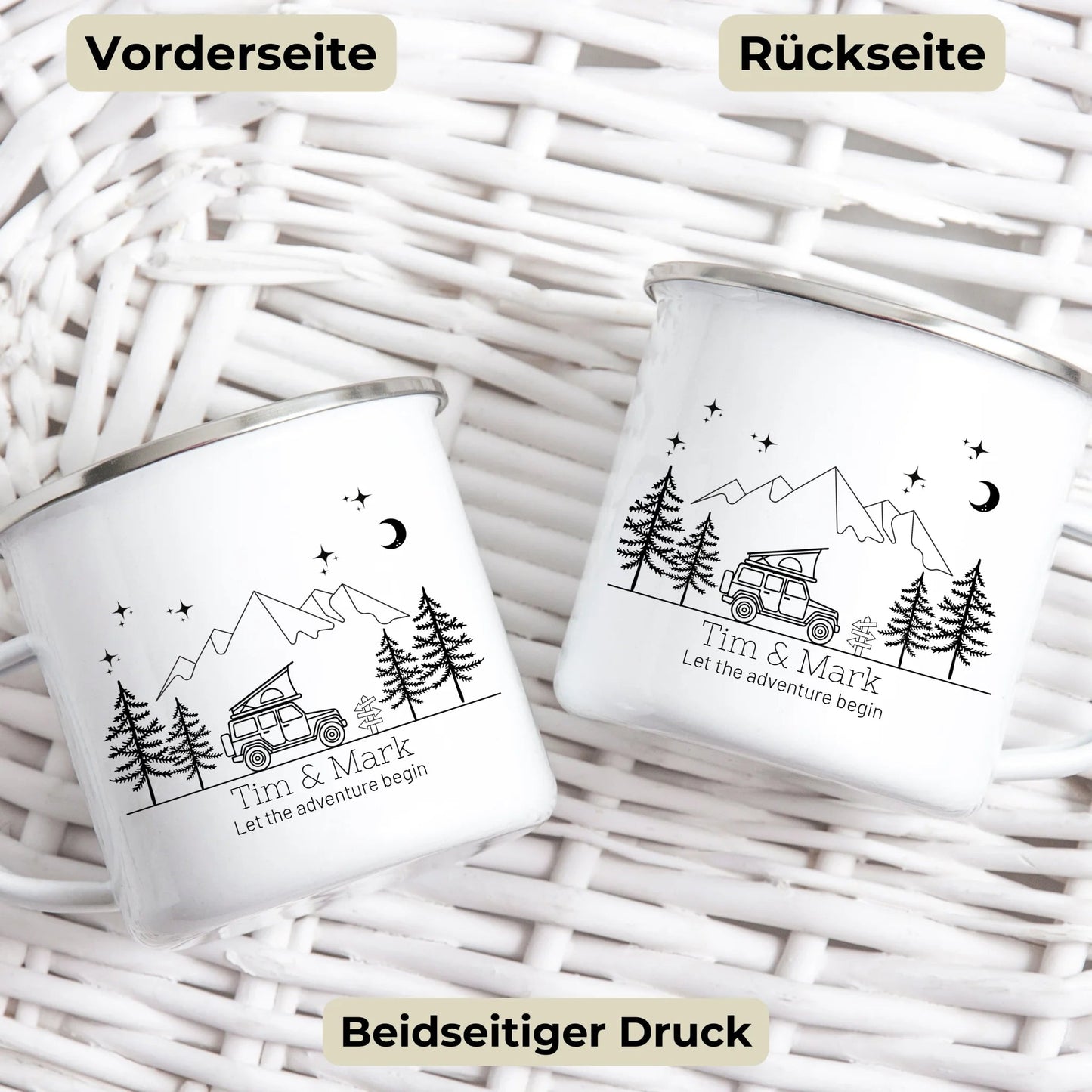 Emaille Camping Tasse Offroad mit Dachzelt Little Mathilda Little Mathilda Emaille Tasse