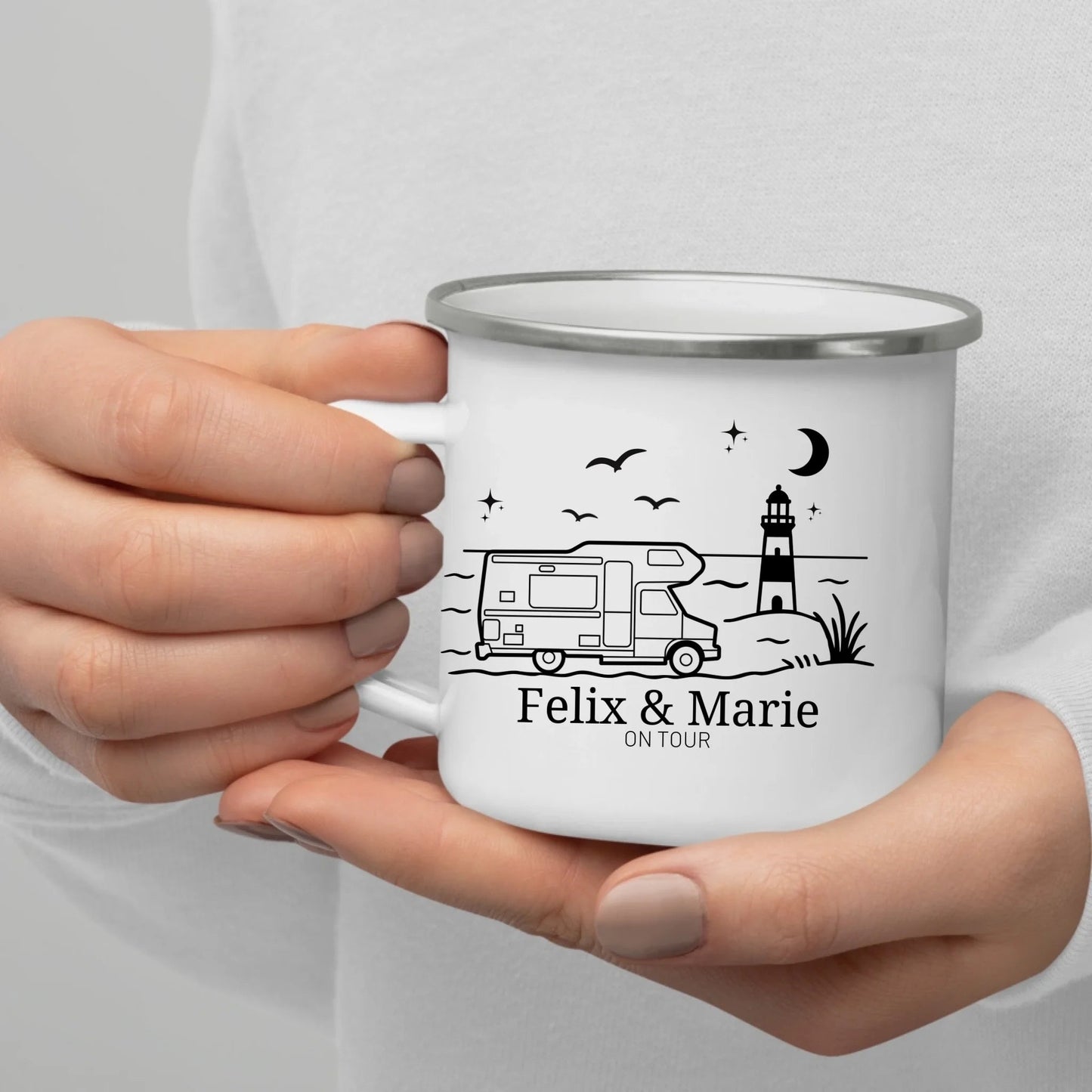 Emaille Camping Tasse Wohnwagen am Meer Little Mathilda Little Mathilda Emaille Tasse