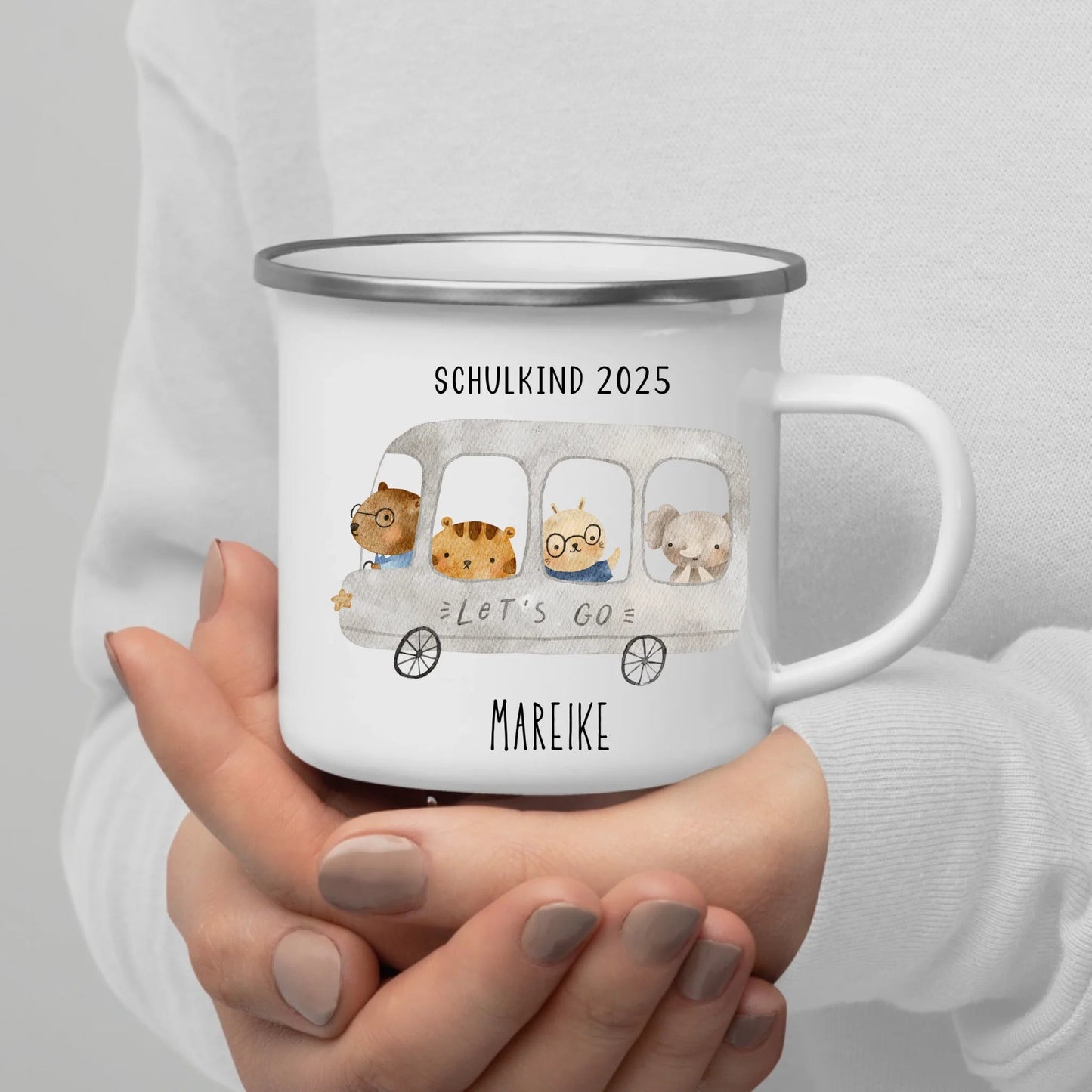 Emaille Tasse Schulkind 2025 - Tierischer Bus Little Mathilda Little Mathilda Emaille Tasse