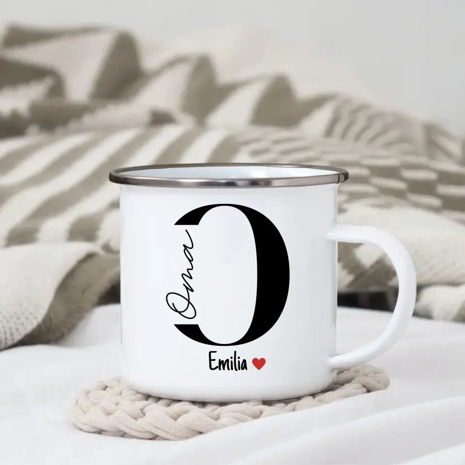 Oma - Tasse mit Namen der Enkelkinder Little Mathilda Little Mathilda Emaille Tasse
