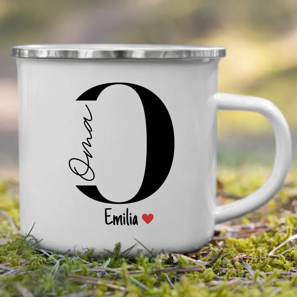 Oma - Tasse mit Namen der Enkelkinder Little Mathilda Little Mathilda Emaille Tasse
