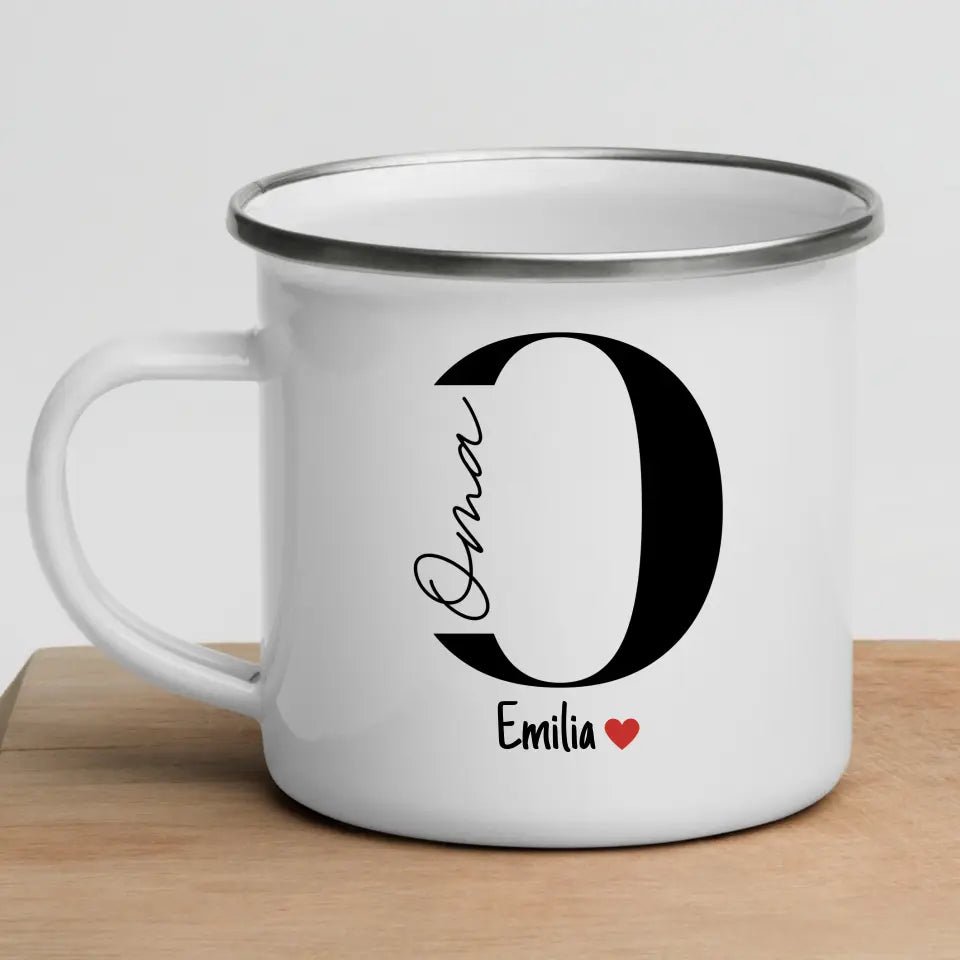 Oma - Tasse mit Namen der Enkelkinder Little Mathilda Little Mathilda Emaille Tasse