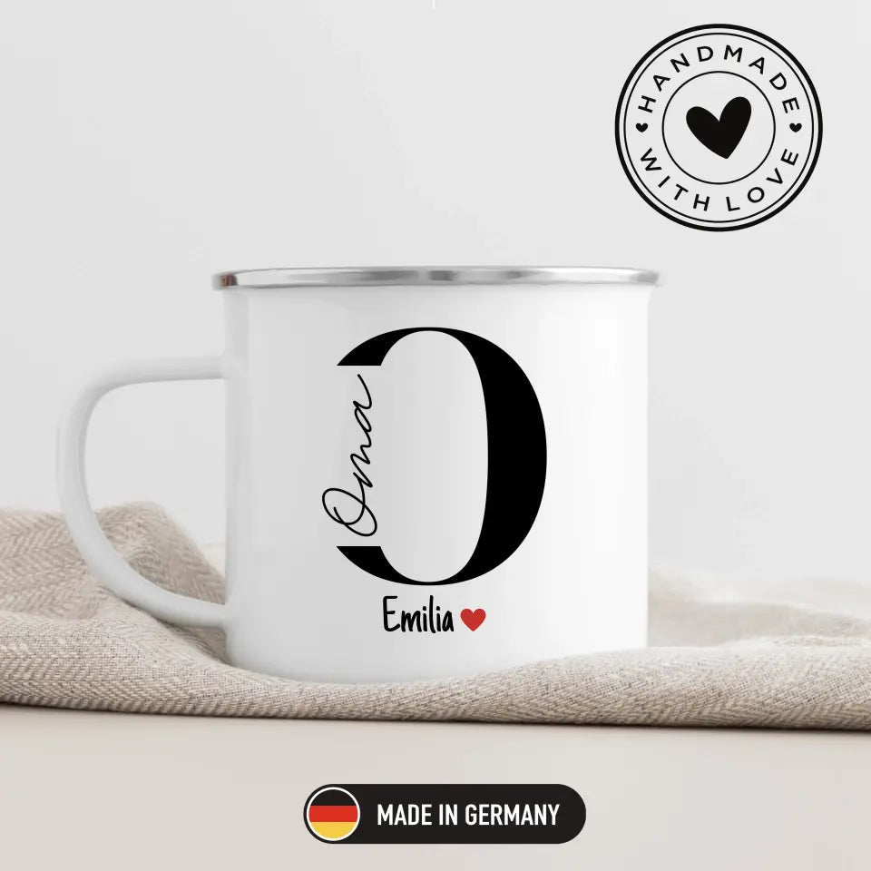 Oma - Tasse mit Namen der Enkelkinder Little Mathilda Little Mathilda Emaille Tasse