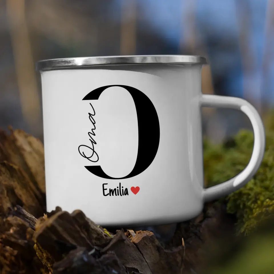 Oma - Tasse mit Namen der Enkelkinder Little Mathilda Little Mathilda Emaille Tasse