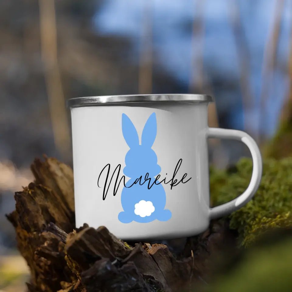 Ostertassen für Kinder "Bunter Osterhase mit Namen" Little Mathilda Little Mathilda Emaille Tasse