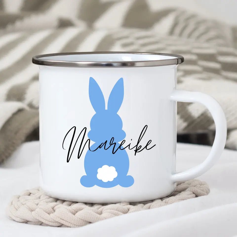 Ostertassen für Kinder "Bunter Osterhase mit Namen" Little Mathilda Little Mathilda Emaille Tasse