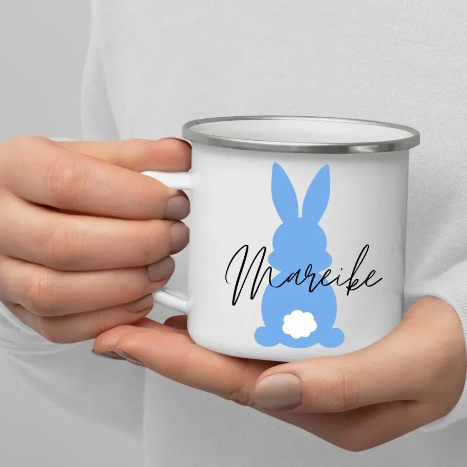 Ostertassen für Kinder "Bunter Osterhase mit Namen" Little Mathilda Little Mathilda Emaille Tasse
