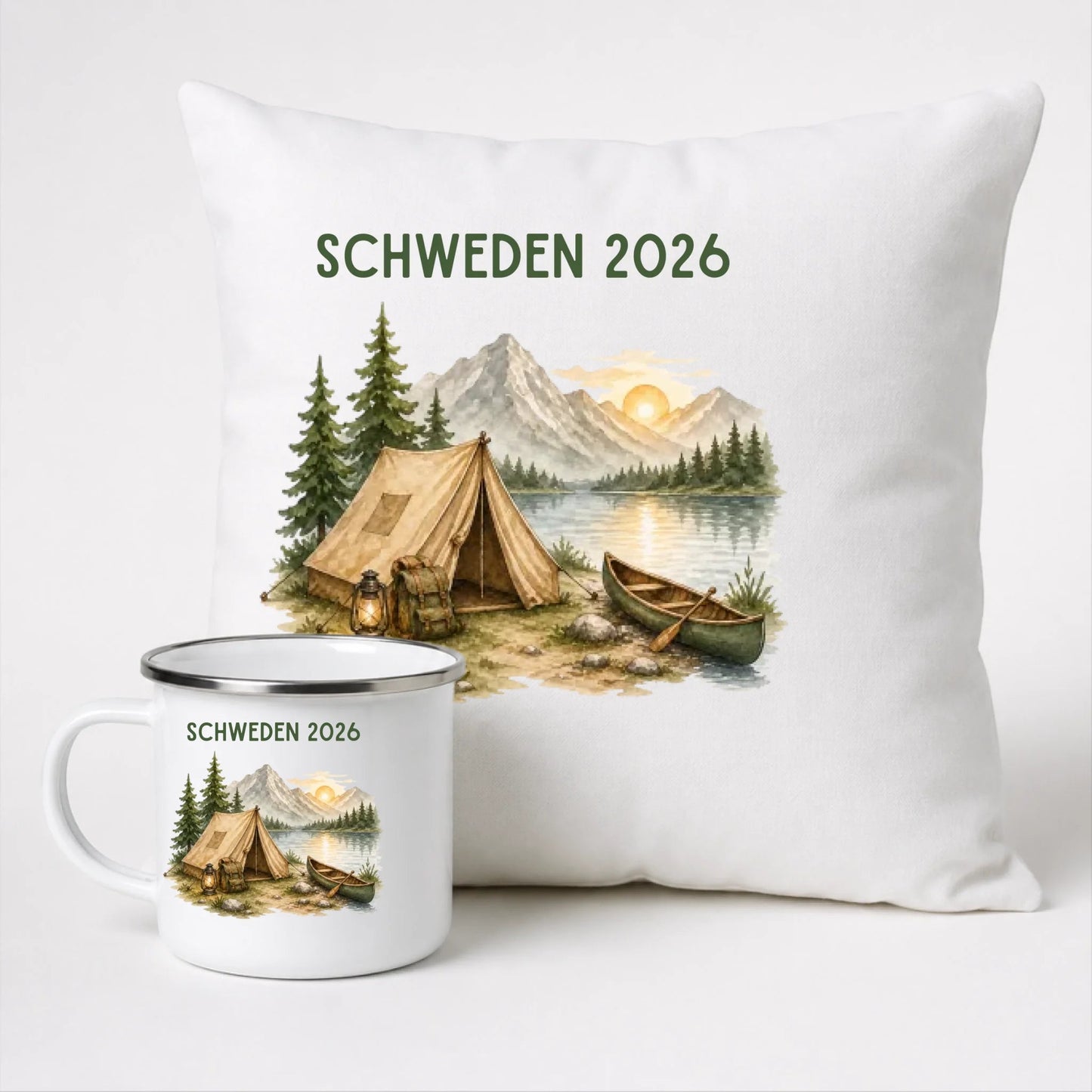 Personalisierte Emaille Camping Tasse Zelt & Berge Little Mathilda Little Mathilda Emaille Tasse