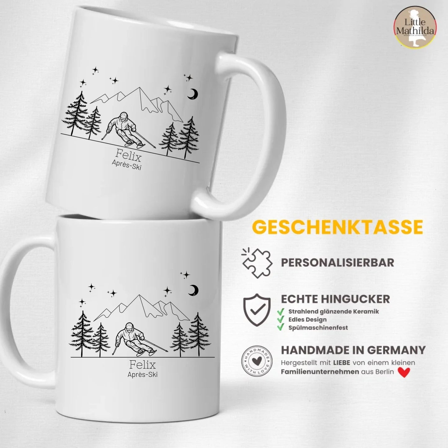 Personalisierte Emaille Tasse "Skifahrer" Little Mathilda Little Mathilda Emaille Tasse