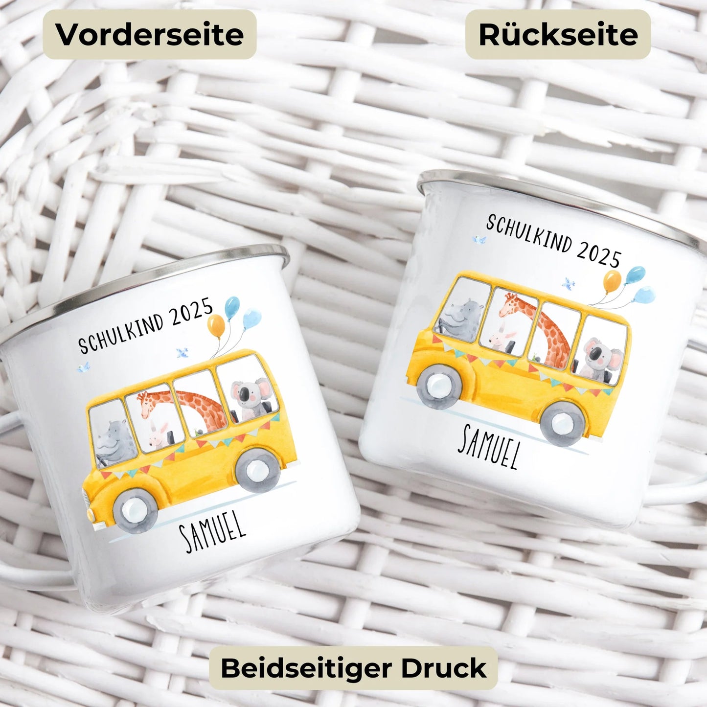 Personalisierte Tasse zur Einschulung - Schulkind 2025 Little Mathilda Little Mathilda Emaille Tasse