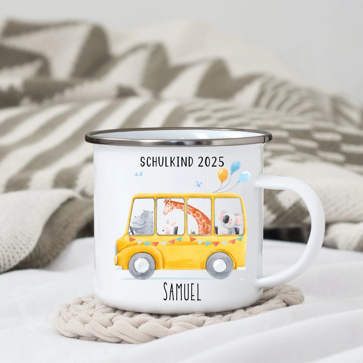 Personalisierte Tasse zur Einschulung - Schulkind 2025 Little Mathilda Little Mathilda Emaille Tasse
