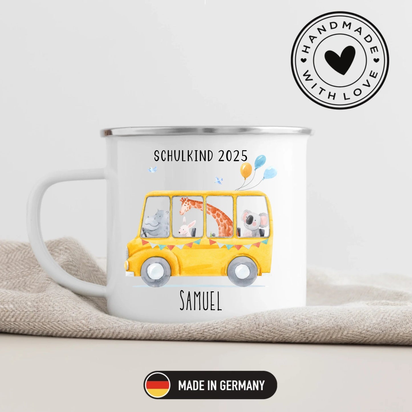Personalisierte Tasse zur Einschulung - Schulkind 2025 Little Mathilda Little Mathilda Emaille Tasse