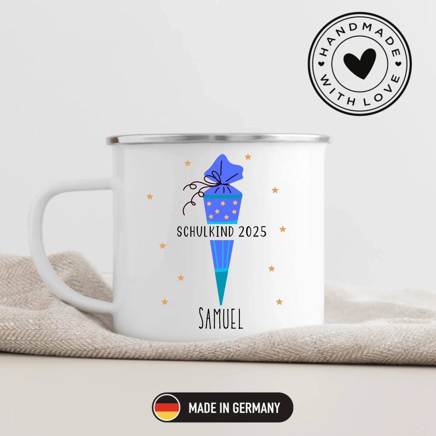 Personalisierte Tasse zur Einschulung - Schulkind 2025 Little Mathilda Little Mathilda Emaille Tasse
