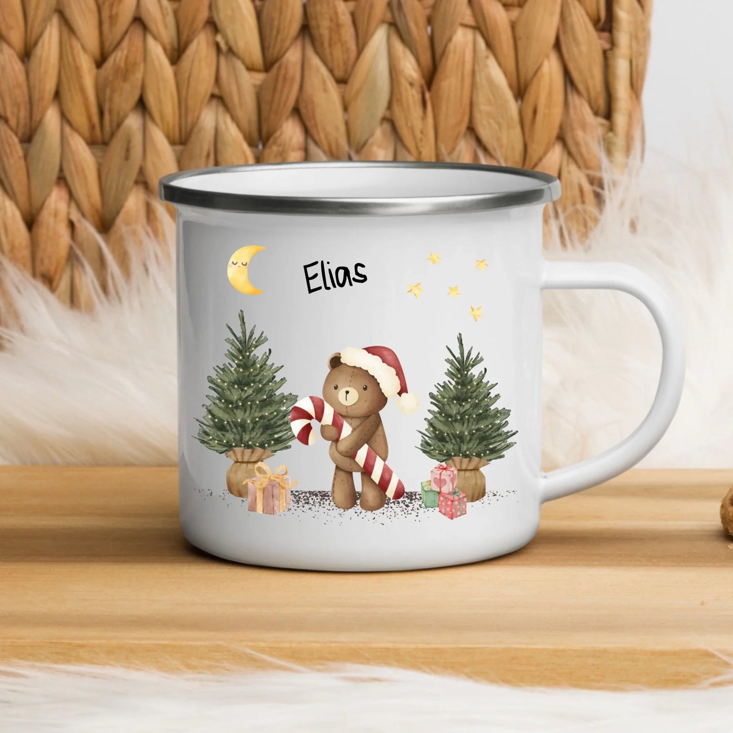 Personalisierte Weihnachtstasse für Kinder "Teddy" Little Mathilda Little Mathilda Emaille Tasse