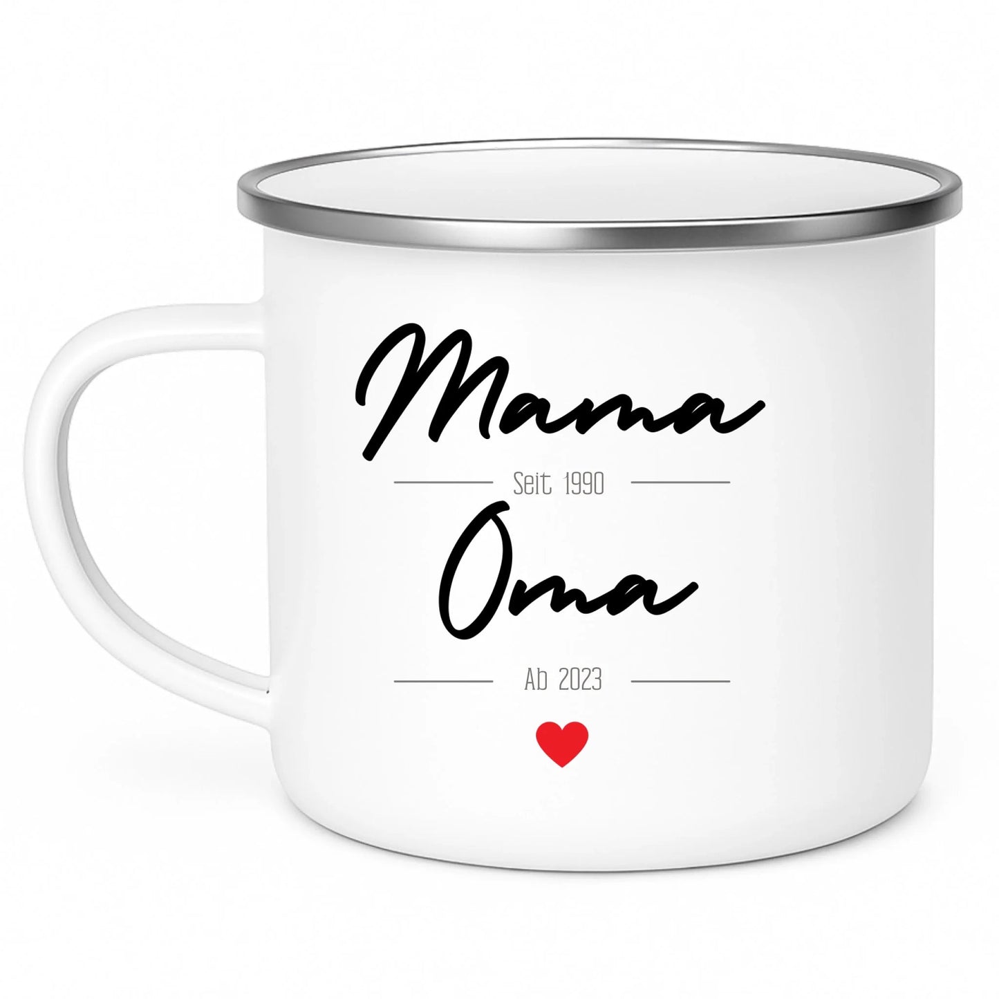Personalisiertes Tasse Schwangerschaft verkünden: Mama seit..Oma ab.. | Geschenk zur Geburt Little Mathilda Little Mathilda Emaille Tasse