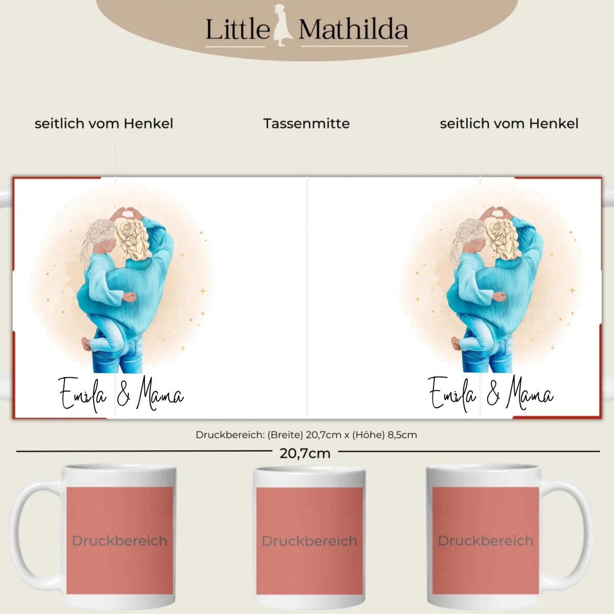 Mama & Tochter Tasse personalisiert mit Namen Little Mathilda Little Mathilda Keramik Tasse