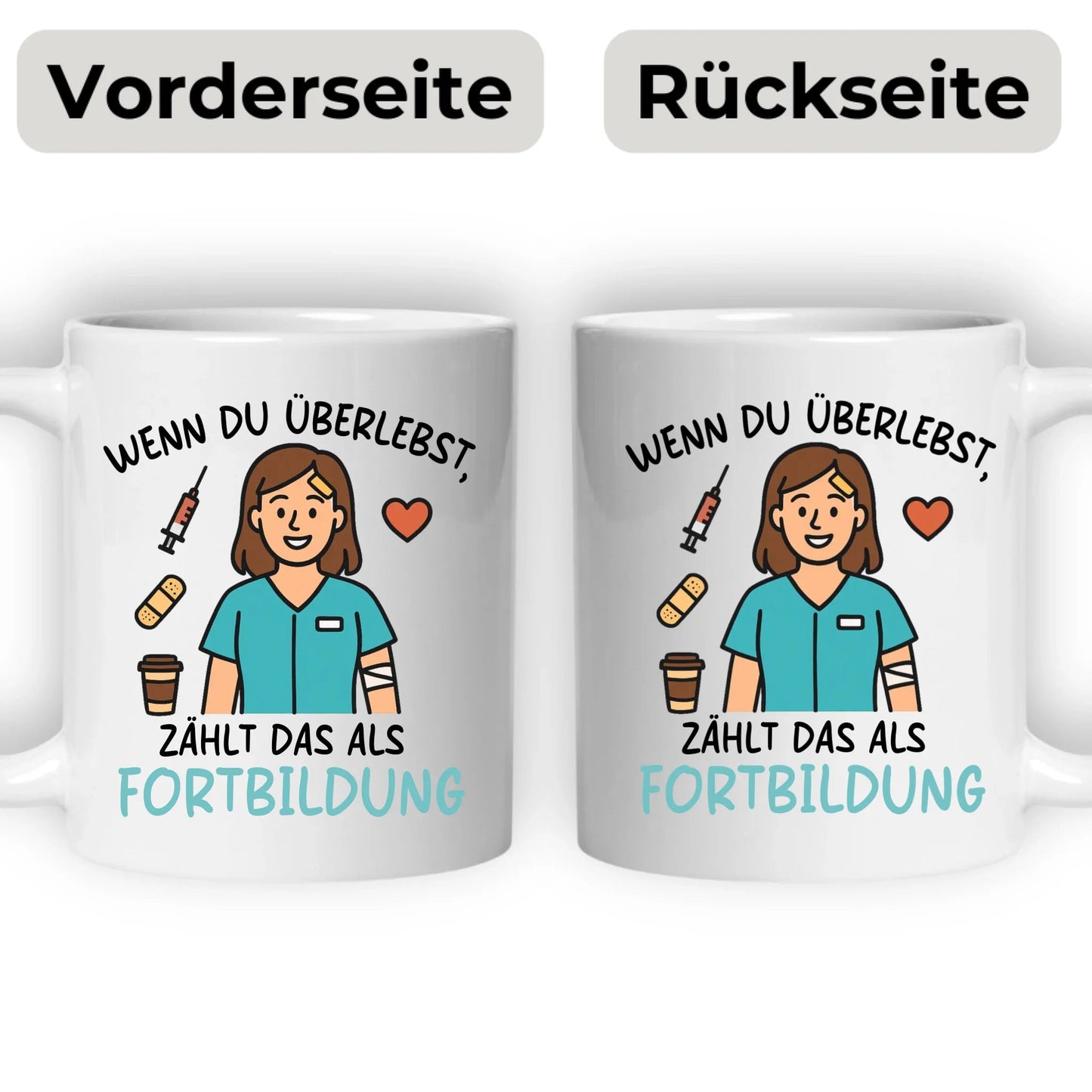 Personalisierte Krankenschwester Tasse mit Spruch "Fortbildung" Little Mathilda Little Mathilda Keramik Tasse