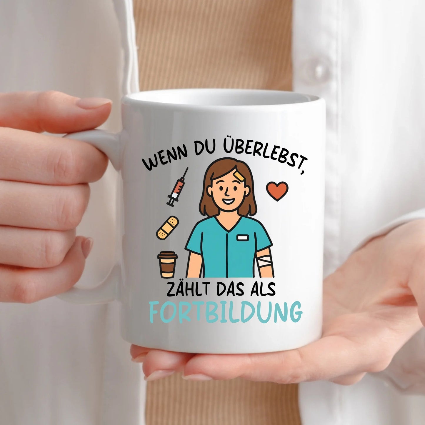 Personalisierte Krankenschwester Tasse mit Spruch "Fortbildung" Little Mathilda Little Mathilda Keramik Tasse