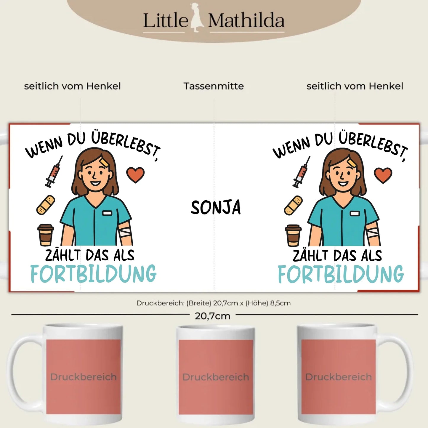 Personalisierte Keramik Tasse Druckbereich 360 Grad