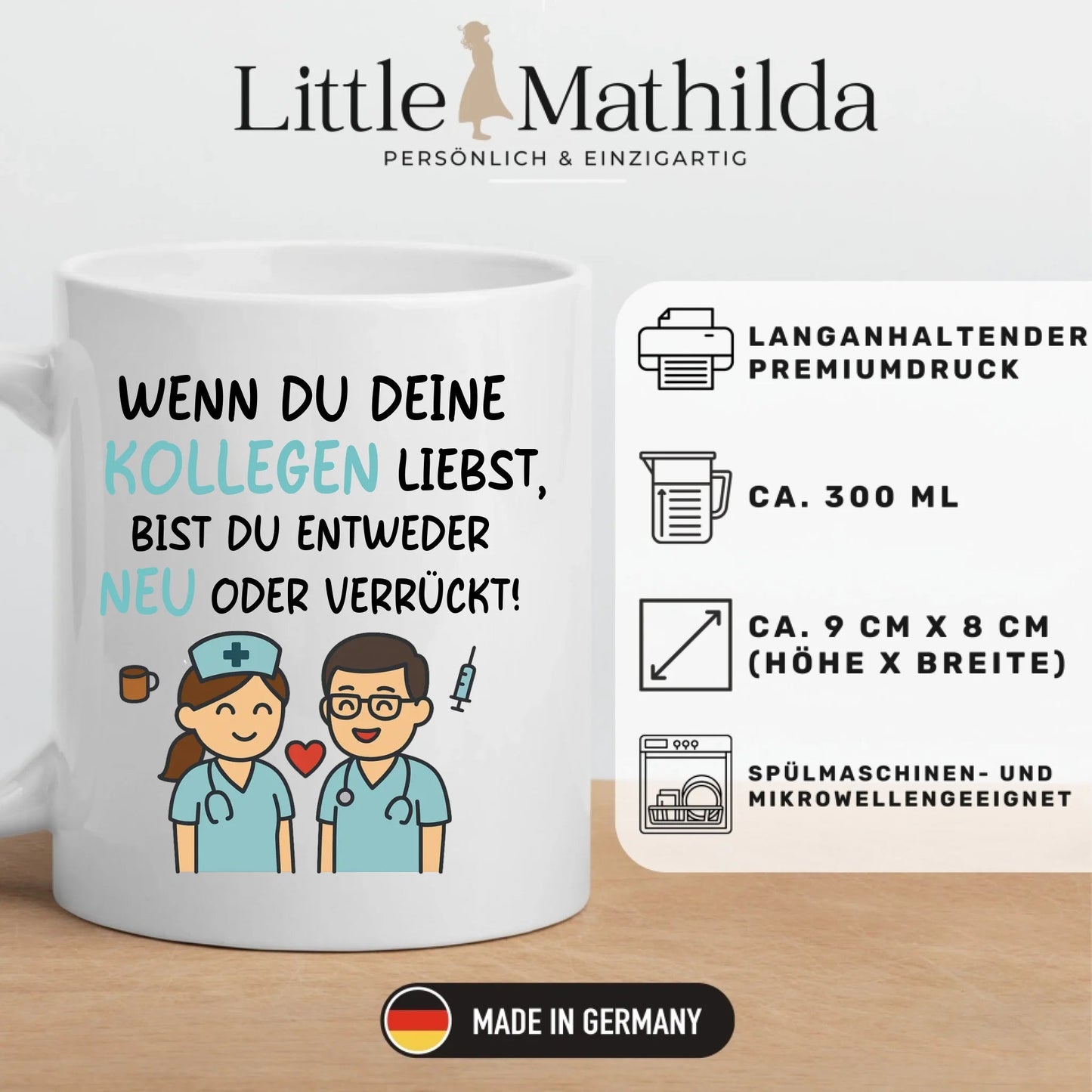 Personalisierte Krankenschwester Tasse mit Spruch für Kollegen Little Mathilda Little Mathilda Keramik Tasse