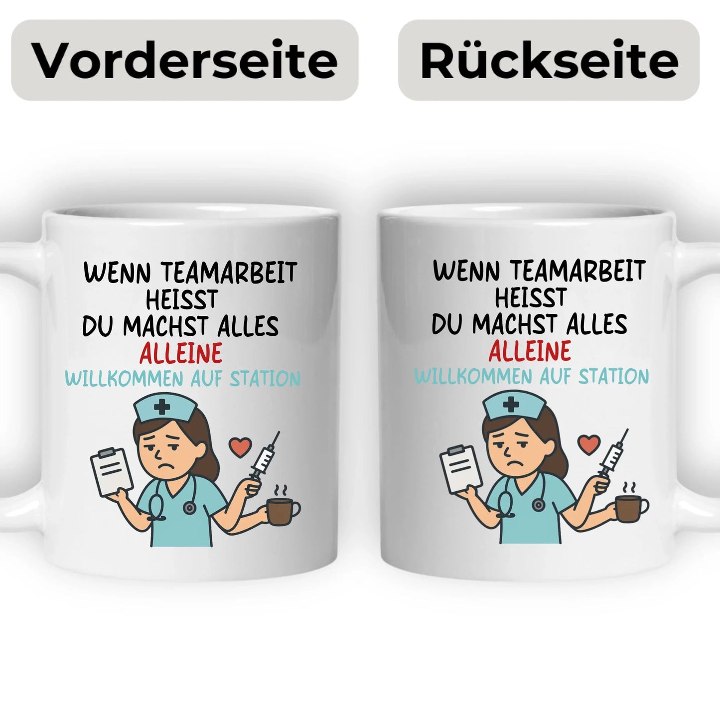Personalisierte Krankenschwester Tasse mit Spruch "Teamarbeit" Little Mathilda Little Mathilda Keramik Tasse