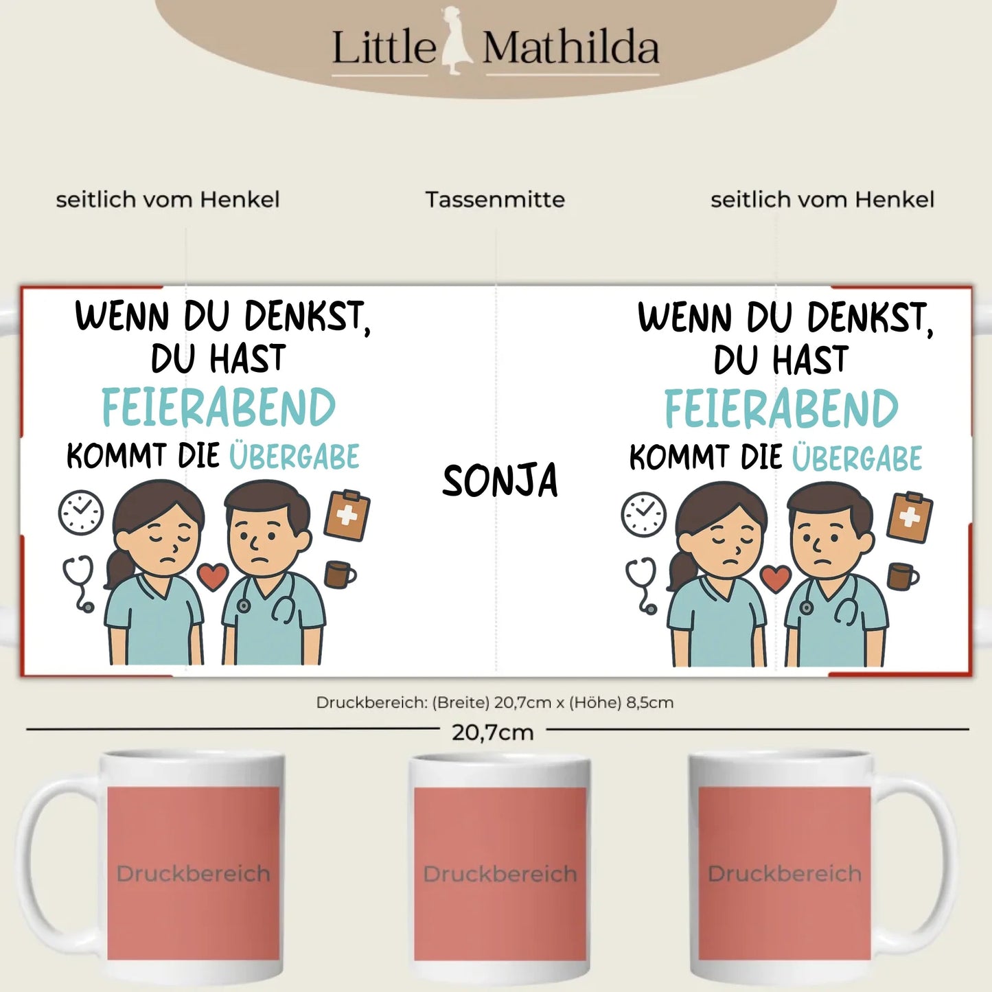 Personalisierte Keramik Tasse Druckbereich 360 Grad